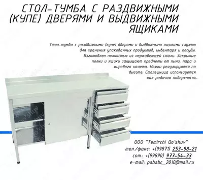 Стол тумба, Стол с дверьми купу и ящиками