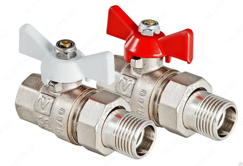 Шаровой кран металлический бабочка 3/4нр/вр.