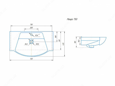 от 760 000 сум / шт. Умывальник Монро 750