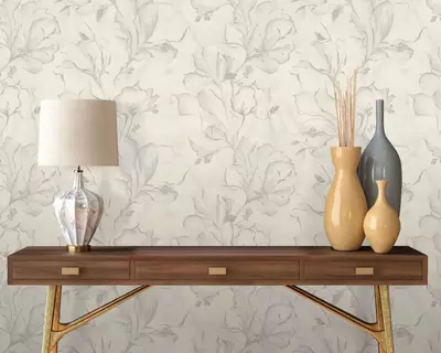 Виниловые обои на флизелиновой основе «Moonbloom» светло-бежевые, 1.6х10.05 м, Россия