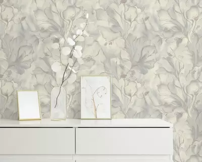 Виниловые обои на флизелиновой основе «Moonbloom» бежевые, 1.6х10.05 м, Россия