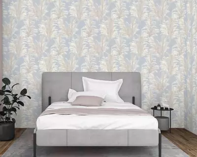 Обои «Кантри» с растительным рисунком голубые, 1.6х10.05 м, Россия