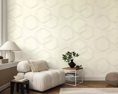 Обои «Торонто» с геометрическим узором светло-бежевые, 1.6х10.05 м, Россия