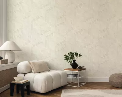 Обои «Торонто» с геометрическим узором бежевые, 1.6х10.05 м, Россия