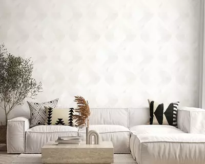 Обои «Энигма» с геометрическим рисунком белые, 1.6х10.05 м, Россия