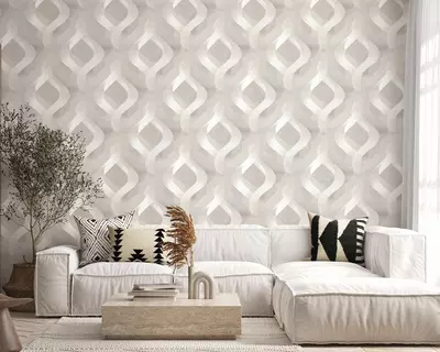 Обои «Энигма» с геометрическим рисунком светло-коричневые, 1.6х10.05 м, Россия