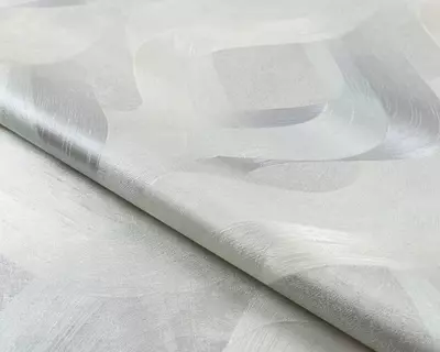 Обои «Энигма» с геометрическим рисунком серебристые, 1.6х10.05 м, Россия