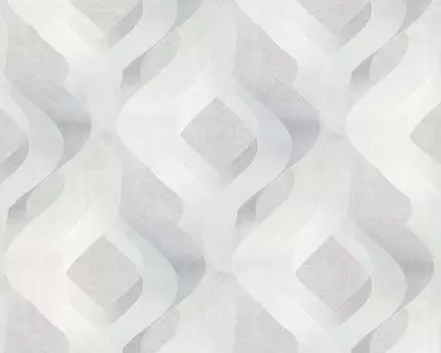 Обои «Энигма» с геометрическим рисунком серебристые, 1.6х10.05 м, Россия