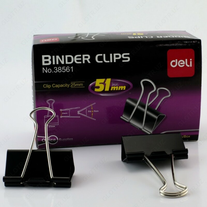 Зажим для бумаг 51 мм. Deli № 38561