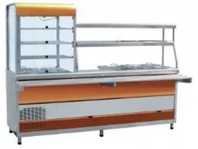 Прилавок-витрина холодильный мармитный универсальный ПВХМ-70КМУ (цвет «Красное золото»)