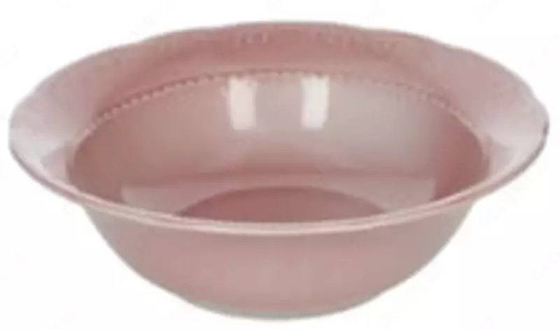 Diametri 25 sm va balandligi 7 sm bo'lgan Vecchio Vena pushti rangdagi salat idishi (Italiya)