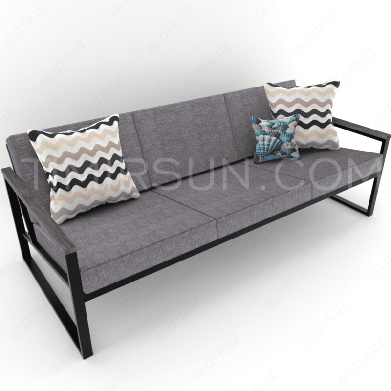  Диван 3-х местный на металлическом каркасе - 