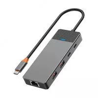 Распределитель USB (USB-C) Wiwu 9 in 1 A923RPT (2xUSB3 1  2xUSB2 0  1xUSB-C  1xPD(100Wt)  1xSD/TF  1xGigabit Lan)