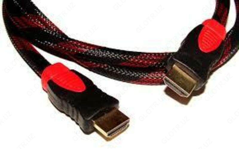 HDMI-HDMI kabeli, 10 m, 2 filtr, bog'lovchi, dumaloq qora / qizil.