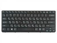  Клавиатура для ноутбука Sony Vaio E14  SVE14 Series (Плоский Enter. Черная  с черной рамкой) - 