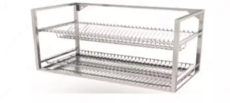  Стеллаж модульный нержавеющий  полка для сушки тарелок  2-х ярусная  рассчитан на 32 тарелки 880х300х320 - 