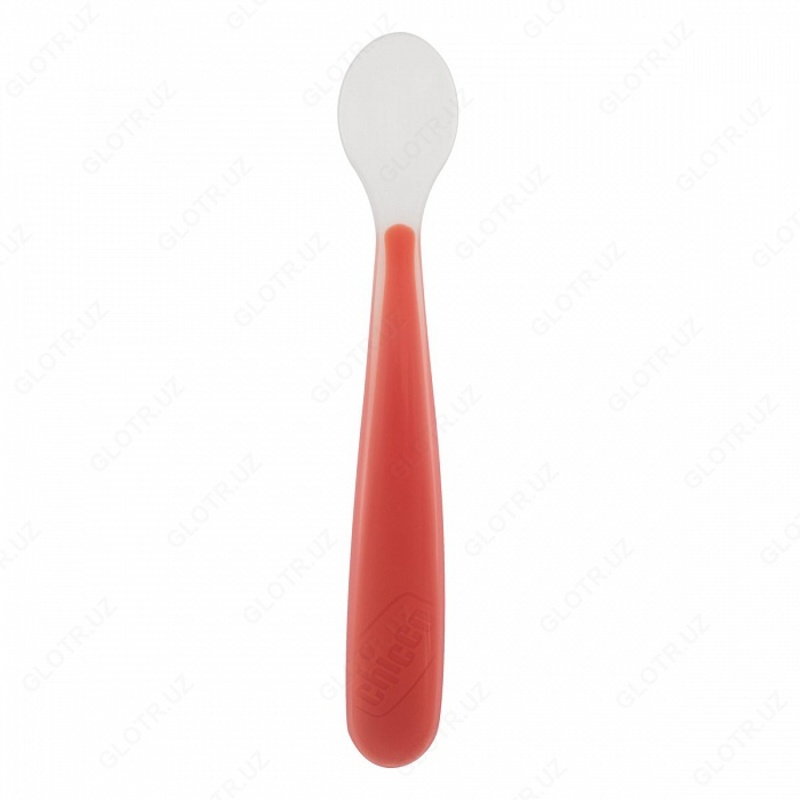 Bolalar uchun idishlar CHICCO SOFT SILICONE SPOON 6 m+, qizil
