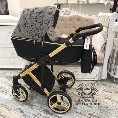 Коляска для прогулок Adamex 3 в 1 черно - серая