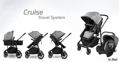 Детская коляска Jikel Baby Cruise Travel System с автолюлькой переноской 2в1 (от 0 до 3 лет)