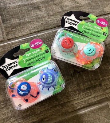 Tommee Tippee Fun silikon ortodontik so'rg'ich (0-6 oy.), 2 dona.