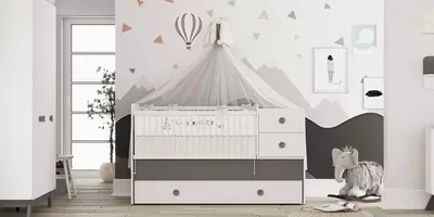 Yangi tug'ilgan chaqaloqlar uchun mebel "BABY CUTE" (kulrang) Turkiya