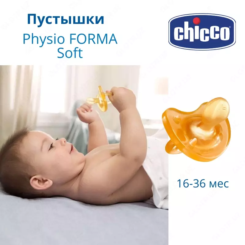   Chicco Physio yumshoq lateks sorgich  2 dona 16 oydan 36 oygacha 