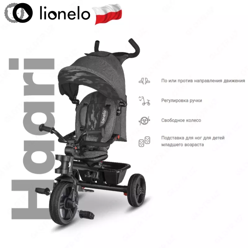 СКЛАДНОЙ Трёхколёсный велосипед Haari 2 в 1 от Lionelo (Польша)