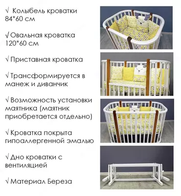 Кроватка колыбель ✨ Nuvola lux ✨ трансформер (Россия)