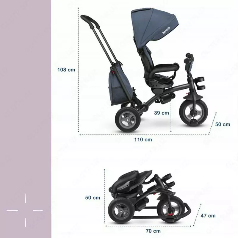 СКЛАДНОЙ Трёхколёсный велосипед LO-Tris 2 в 1 от Lionelo (Польша)