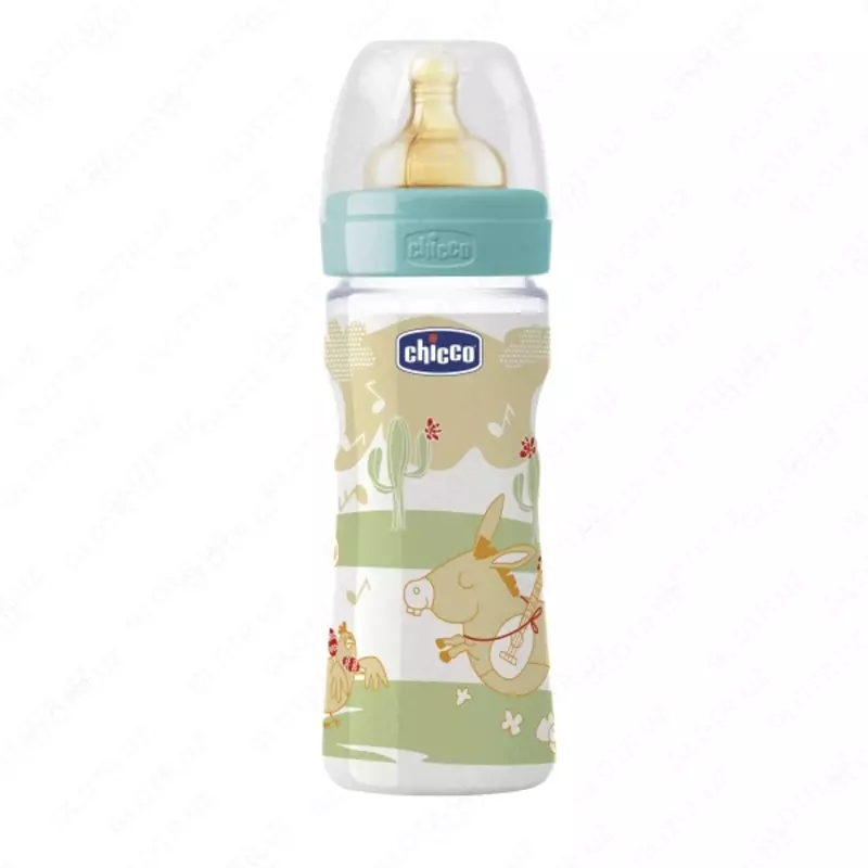 Chicco Well-Being Glass 250 ml oziqlantirish shishasi lateks nipelli.