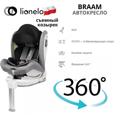 Автокресло 🇵🇱(Польша) BRAAM - автомобильное кресло (0-36 кг) ☑️ Вращение 360 °