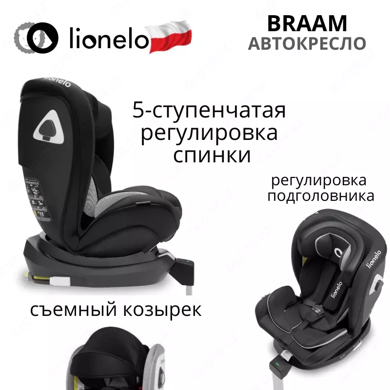 Автокресло 🇵🇱(Польша) BRAAM - автомобильное кресло (0-36 кг) ☑️ Вращение 360 °