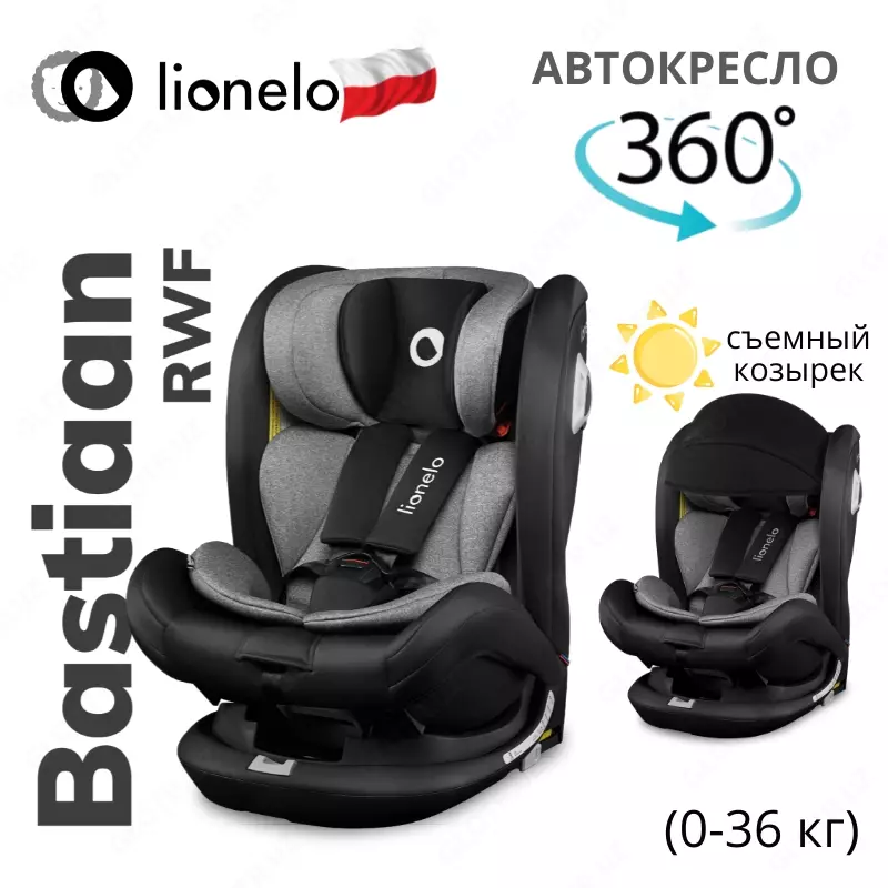 BASTIAAN Rwf bolalar avtomobil o'rindig'i, (Polsha) 360° (0-36 kg)