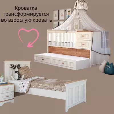 Кровать трансформер для новорожденных малышей "Monte" от Almila (Турция) 🇹🇷 0 + 12 лет