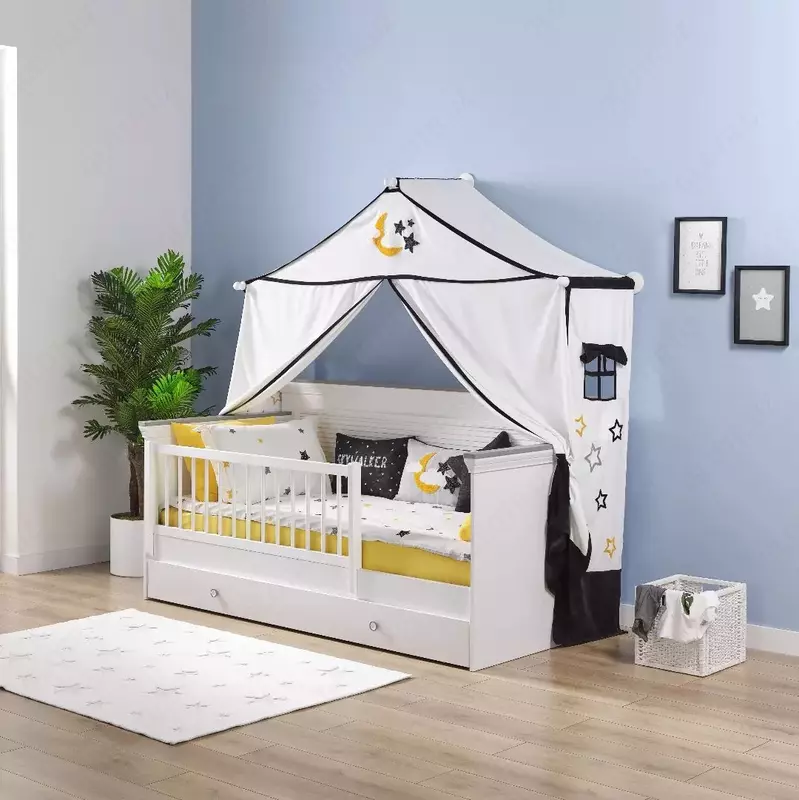 Подростковая кроватка с ограждением и тентом Sky из коллекции "MIA" от Almila (Турция)🇹🇷