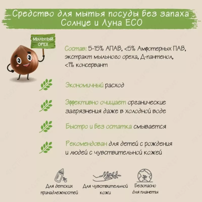 ☀️🌛Гипоаллергенное средство для мытья посуды и детских принадлежностей (сосок, бутылочек, игрушек)
