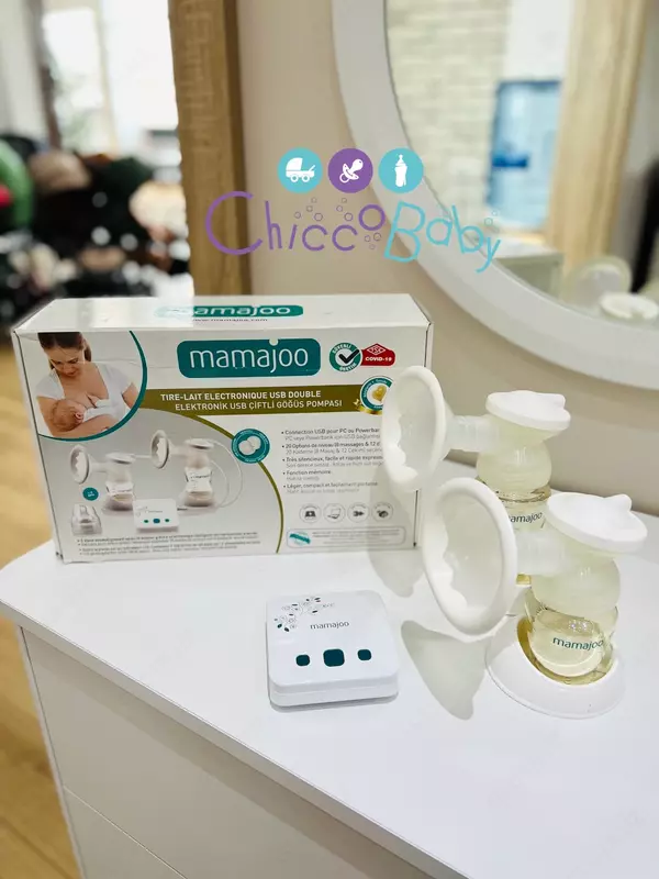 🍼🍼 Mamajoo🇹🇷 Двойной молокоотсос Mamajoo с электронным USB-интерфейсом Gold 150 мл