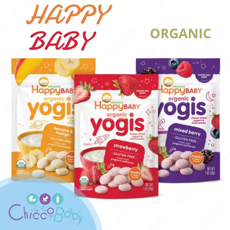 Muzlatilgan quritilgan Yogurt tomchilari Happy Baby Yogis Mixed Berry