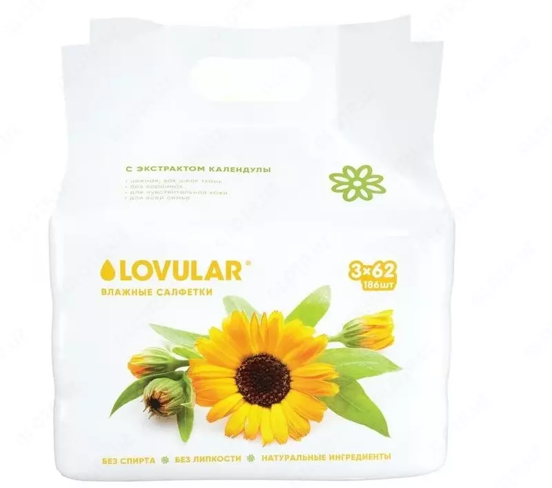 💧LOVULAR Влажные салфетки LOVULAR С экстрактом календулы