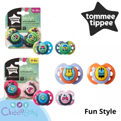 Соска Пустышка Tommee Tippee "fun style" (силикон) 0-6мес 2шт.