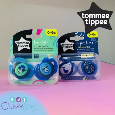 Соска Пустышка Tommee Tippee "fun style" (силикон) 0-6мес 2шт.