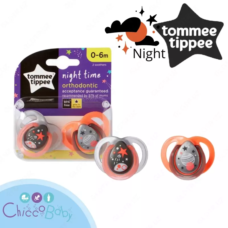 ✨ Соски-пустышки Night Time от Tommee Tippee 2шт.