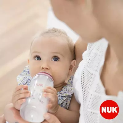NUK New Classic shisha shishasi, 240 ml silikon nipel bilan