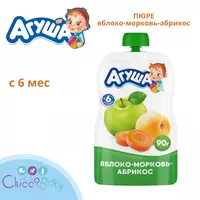 Meva pyuresi Agusha olma-sabzi - o'rik 6 oydan 90 g