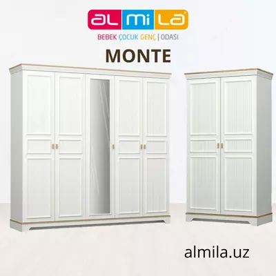 Ikki eshikli shkaf va 4 x eshikli "Monte" to'plami (Turkiya)