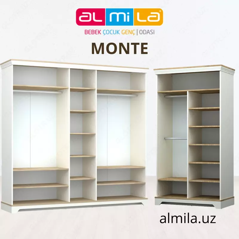 Шкаф двухдверный и 4хдверный коллекции "Monte" (Турция)