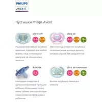 Пустышка Philips Avent ultra air night ночная с футляром для стерилизации с 0 до 6месяцев 2шт - по запросу