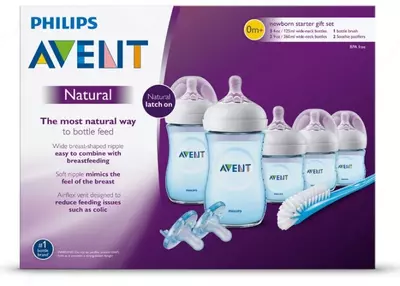 Philips Avent Набор бутылочек Natural 2х125 мл, 2х260 мл, щеточка и пустышка 6 шт.