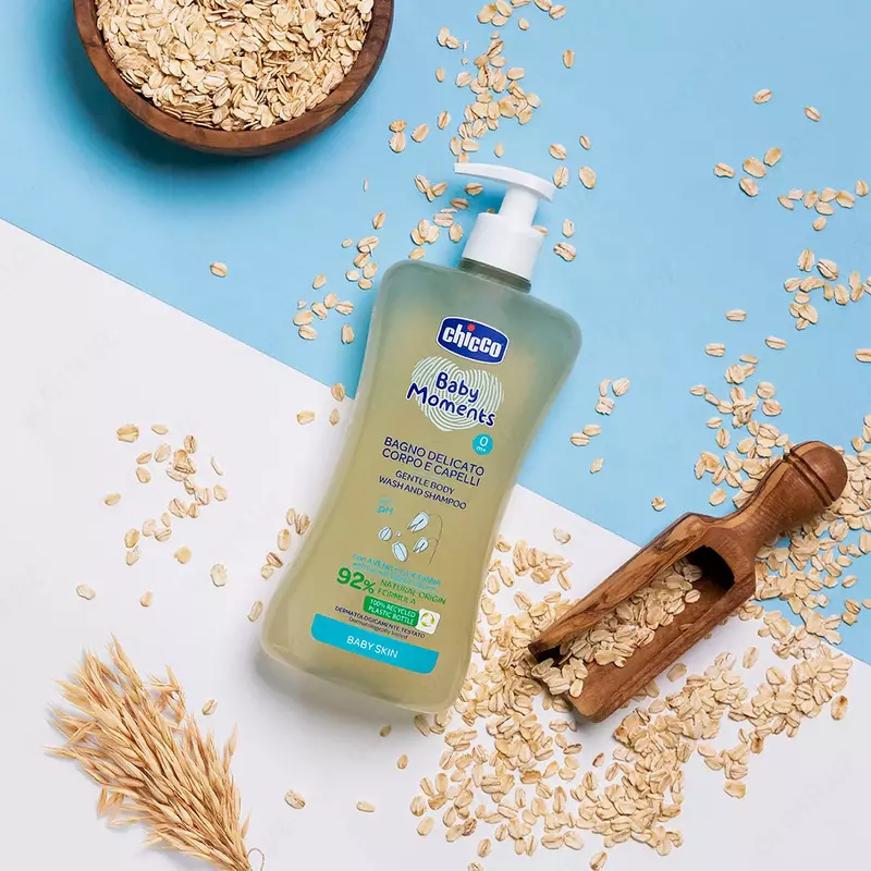  Пена детская Chicco для волос и тела baby moments с овсом без слез 200 мл - 