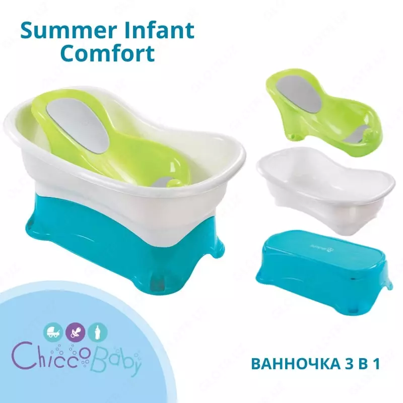 🛁 Детская ванночка Summer Infant Comfort Height Bath с подставкой